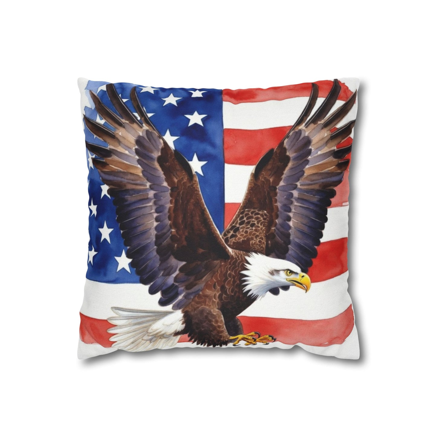 Patriotic American Bald Eagle Pillow Cover | USA Flag Throw Pillow | 4th of July, Memorial Day, Veterans Day Decor
