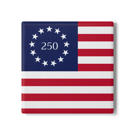 Patriotic Vintage Betsy Ross Style Flag Coaster — American 250 (USA Independence Day Gift)