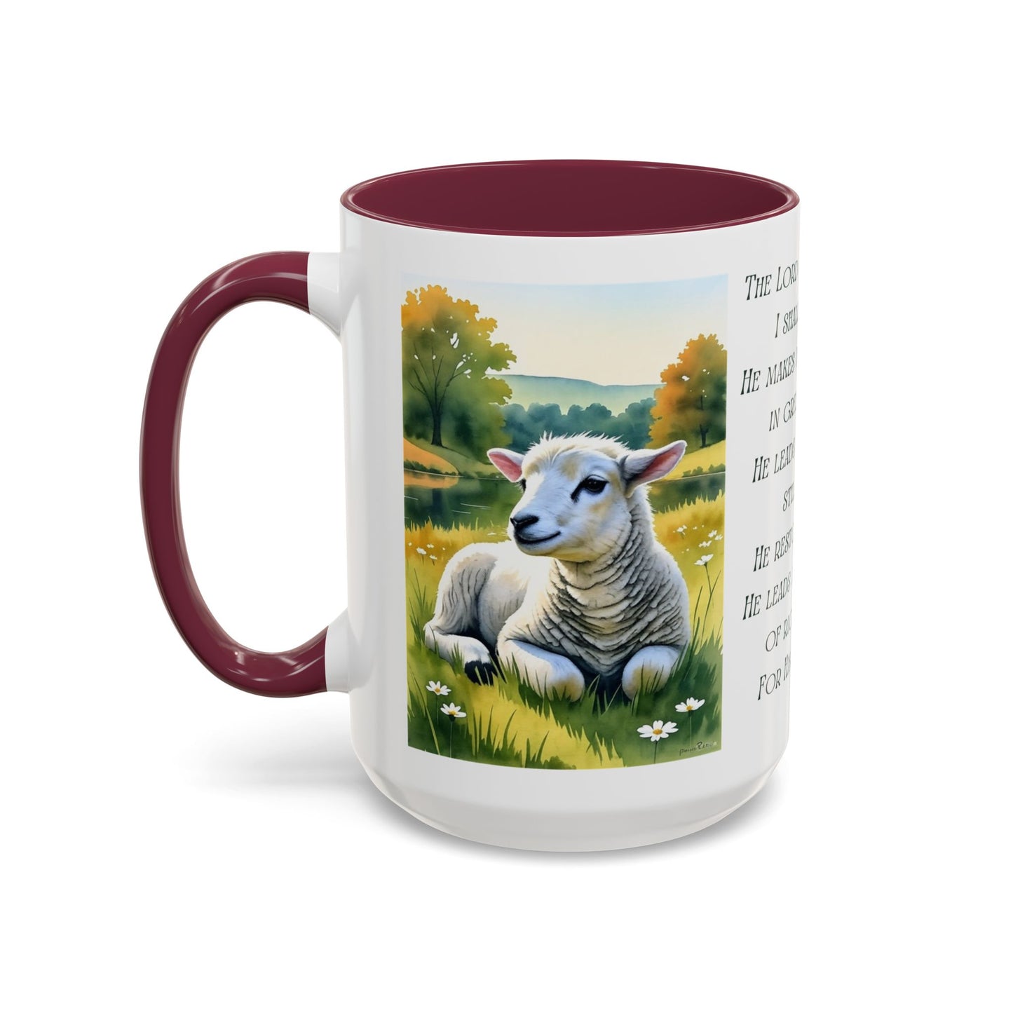 Inspirational Lord Is My Shepherd Mug - Cozy 15oz Coffee Cups with Psalm 23 Design