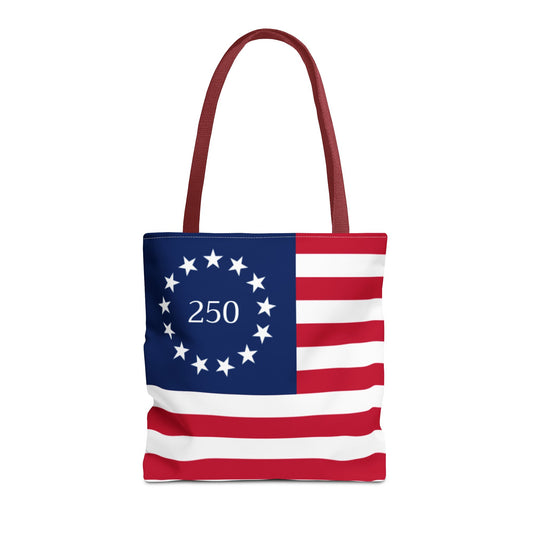 250th Anniversary Betsy Ross Tote Bag  | 1776 American Flag Design | USA 250 Patriotic Gift