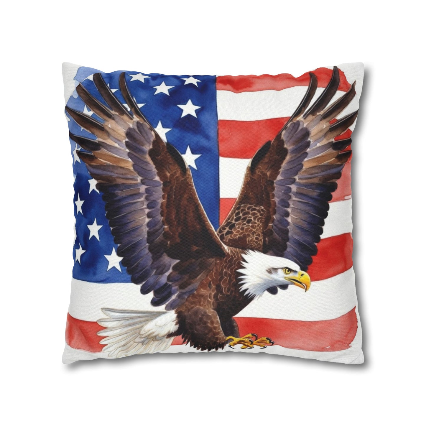 Patriotic American Bald Eagle Pillow Cover | USA Flag Throw Pillow | 4th of July, Memorial Day, Veterans Day Decor