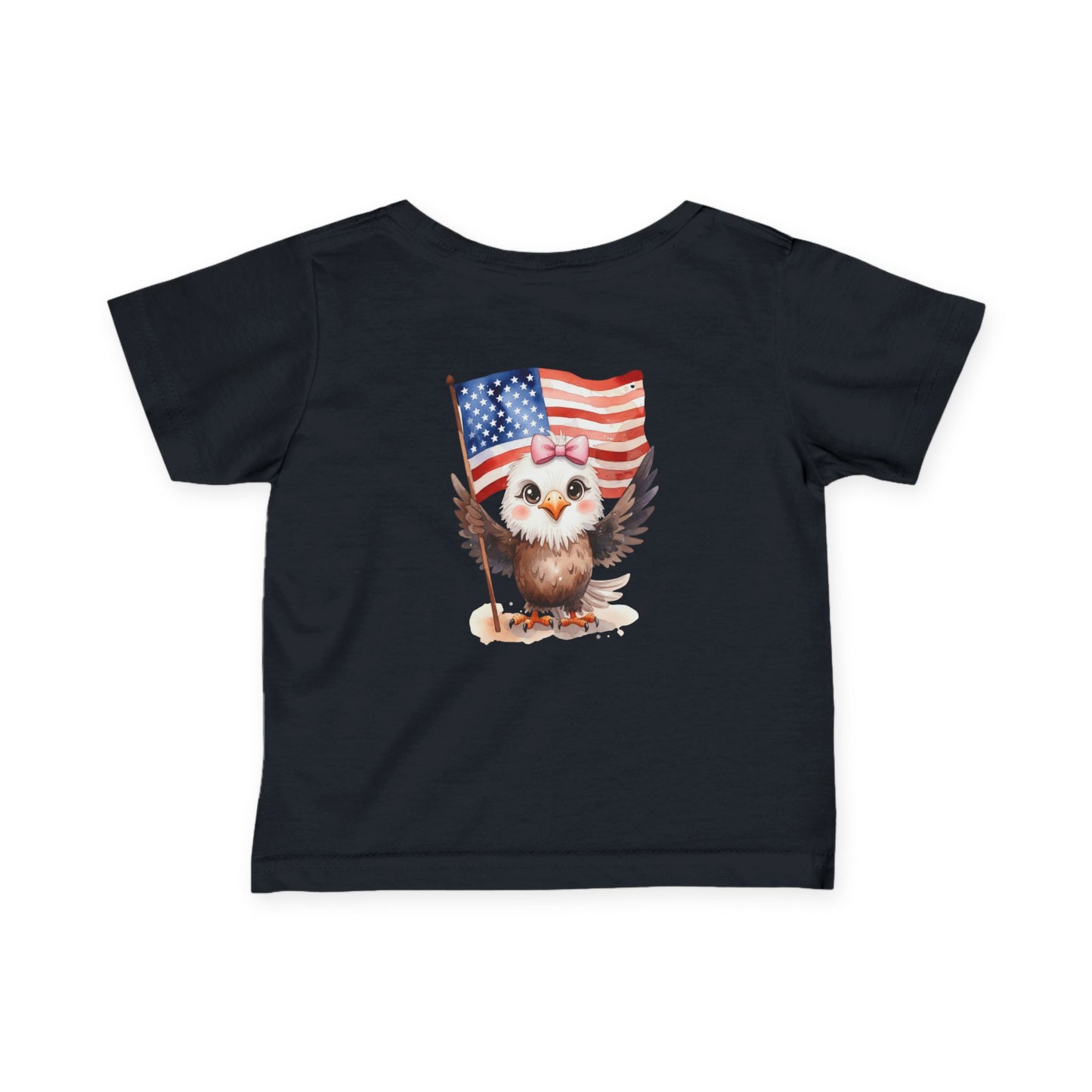 Infant Tee — "America 250" Patriotic Baby Girl Eagle Shirt (4th of July, Memorial Day)