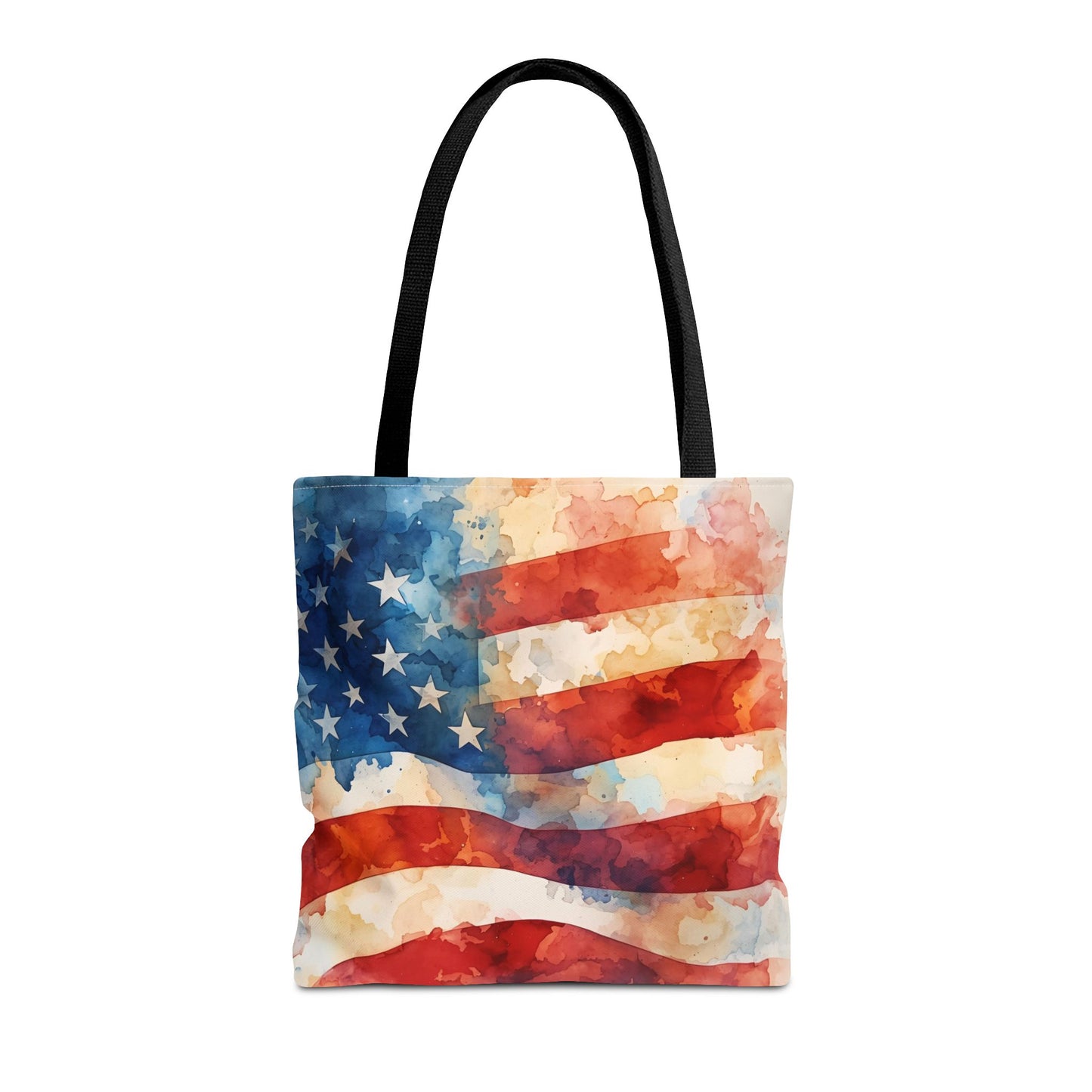 American Flag Tote Bag - Patriotic Watercolor Design in  16 x 16