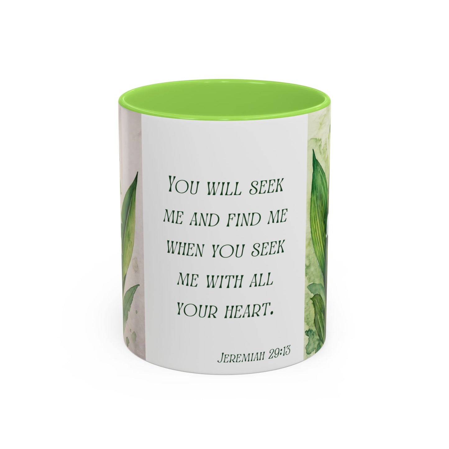 Inspirational Floral Mug - 11oz - "You Will Seek Me" Design