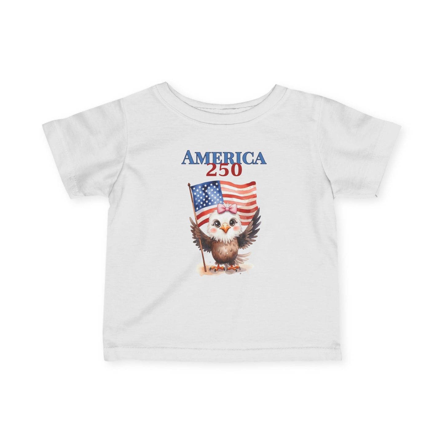 America 250 Patriotic Baby Girl Eagle Shirt (4th of July, Memorial Day) Infant Tee
