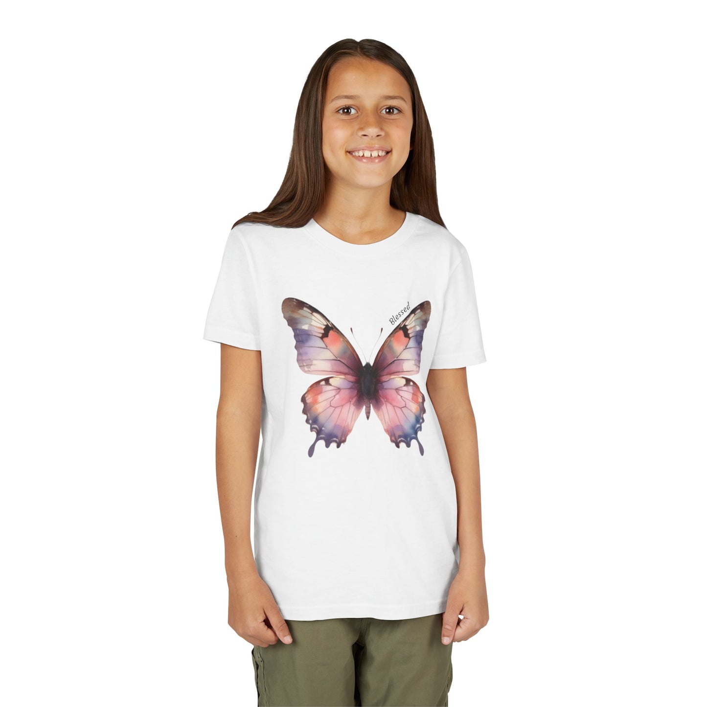 Butterfly Youth Tee — Pastel Watercolor Butterfly Kids T-Shirt