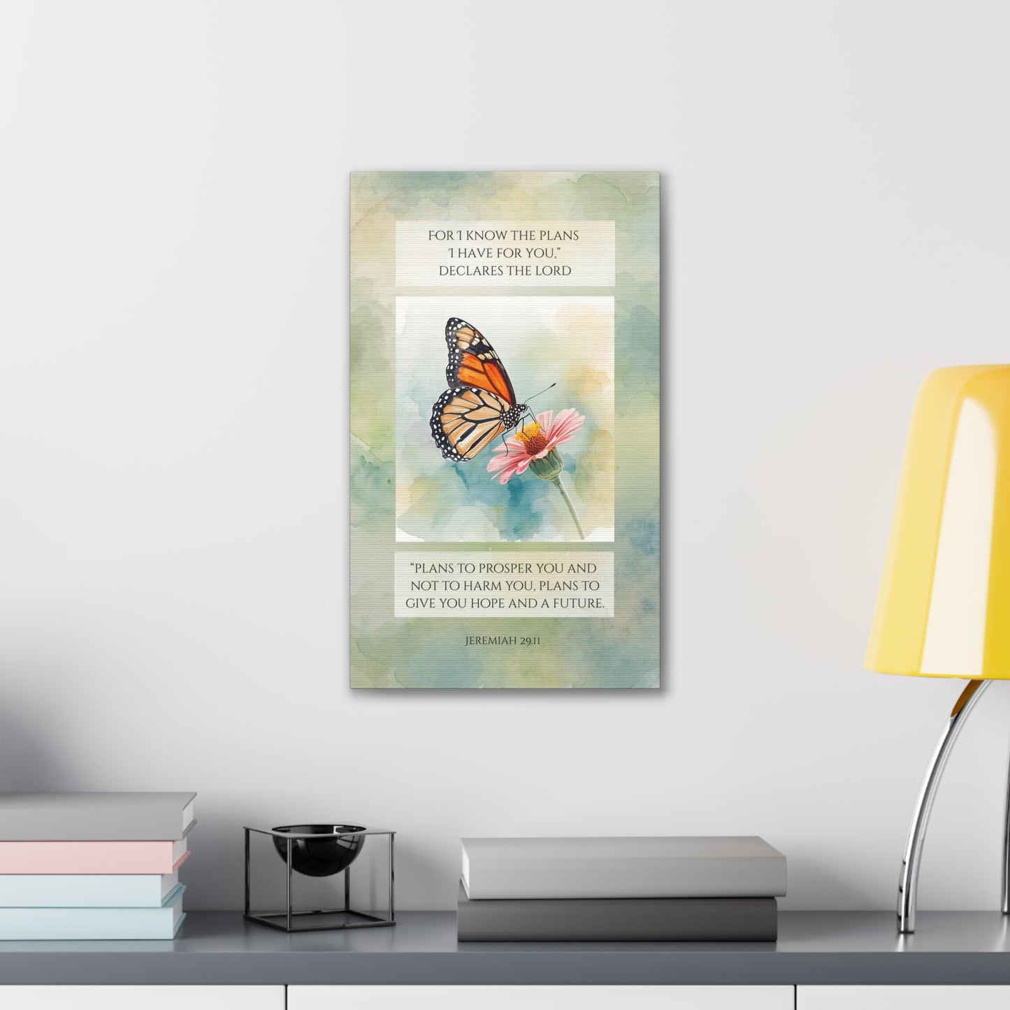 Christian Butterfly Plans to Prosper You Canvas Wall Art - Jeremiah 29:11 Scripture Decor