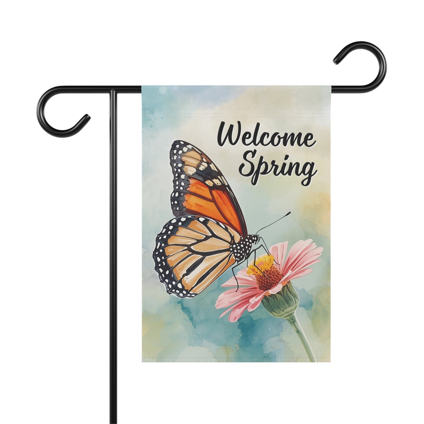 Welcome Spring Butterfly Garden Flag — Floral House Banner