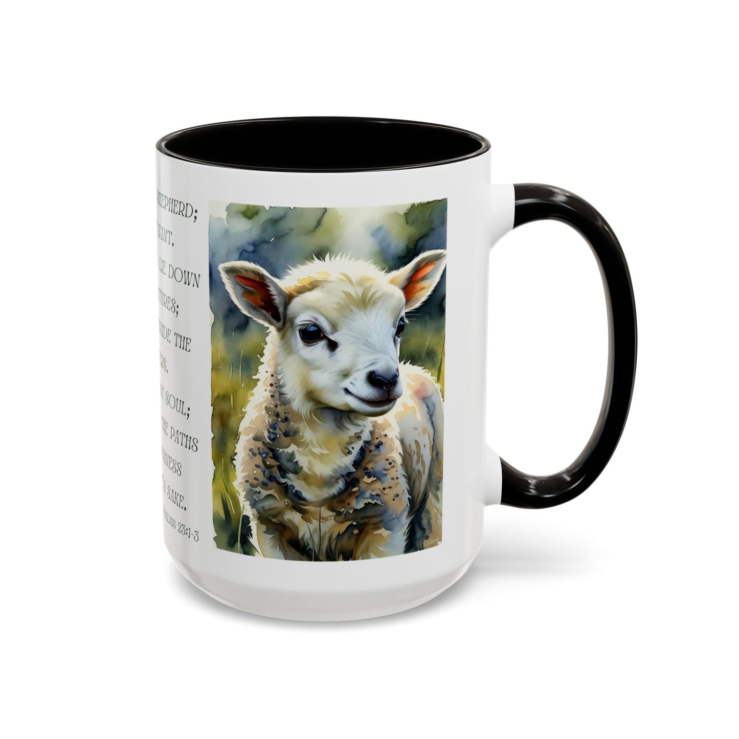 Inspirational Lord Is My Shepherd Mug - Cozy 15oz Coffee Cups with Psalm 23 Design