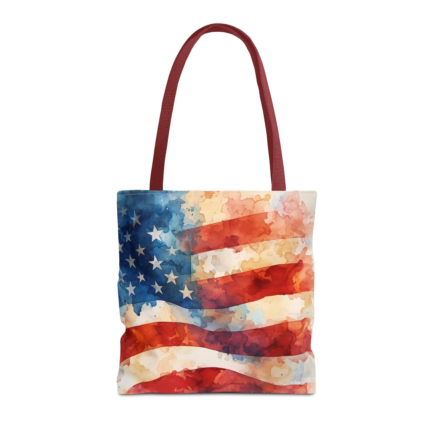American Flag Tote Bag - Patriotic Watercolor Design in  16 x 16
