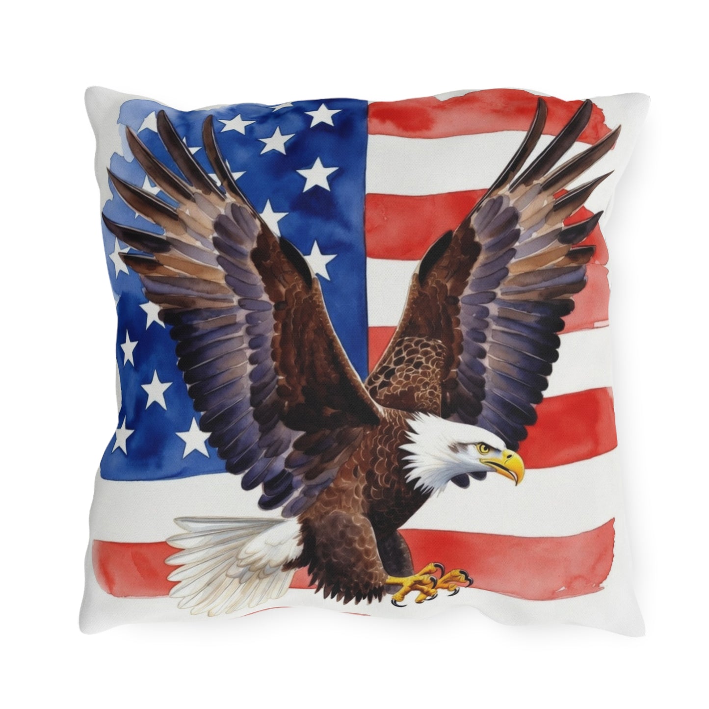 Patriotic American Bald Eagle Outdoor Pillow | USA Flag Throw | 4th of July, Memorial Day, Veterans Day Decor