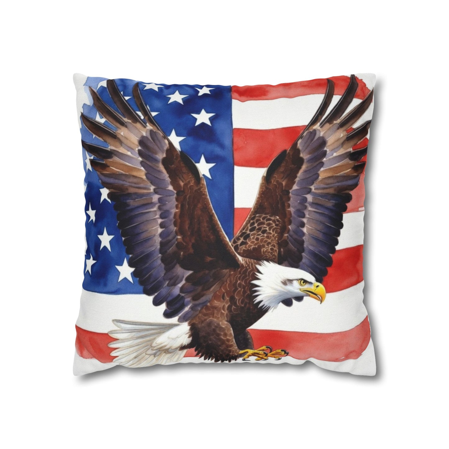 Patriotic American Bald Eagle Pillow Cover | USA Flag Throw Pillow | 4th of July, Memorial Day, Veterans Day Decor
