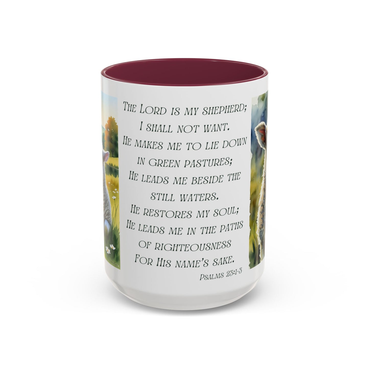 Inspirational Lord Is My Shepherd Mug - Cozy 15oz Coffee Cups with Psalm 23 Design