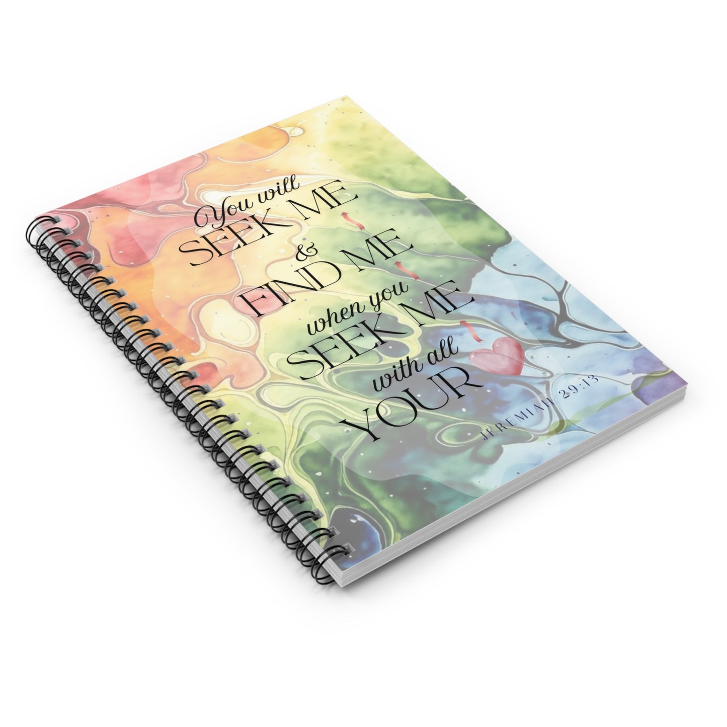 Inspirational Watercolor Spiral Notebook - Seek & Find - Jeremiah 29:13