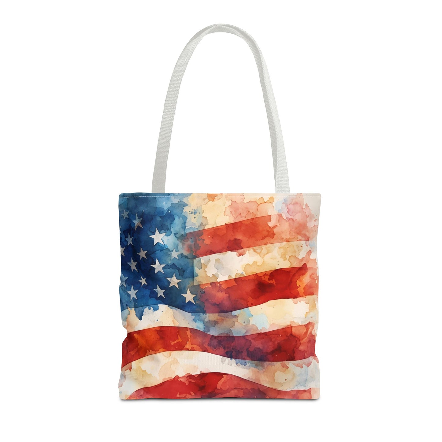 American Flag Tote Bag - Patriotic Watercolor Design in  16 x 16