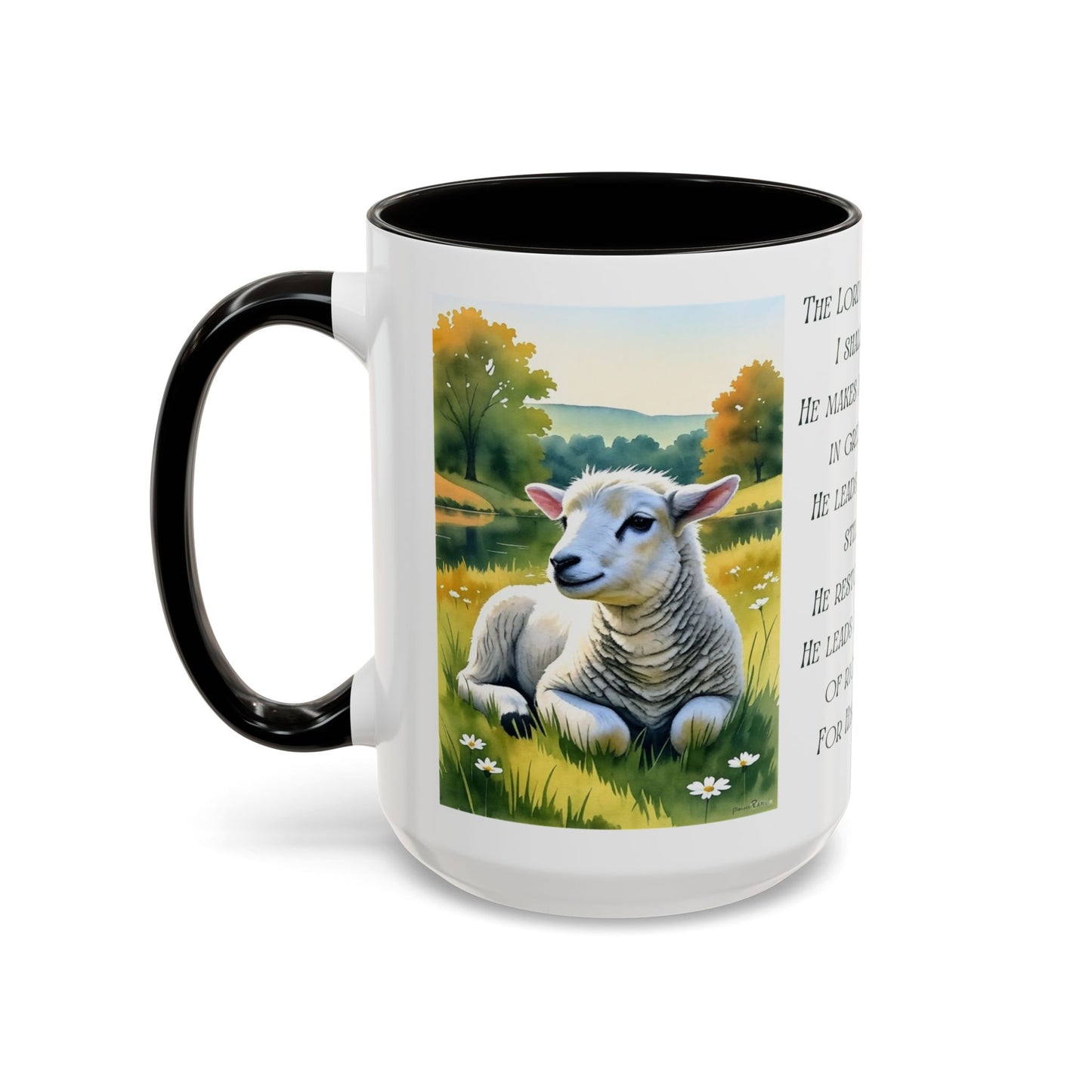 Inspirational Lord Is My Shepherd Mug - Cozy 15oz Coffee Cups with Psalm 23 Design