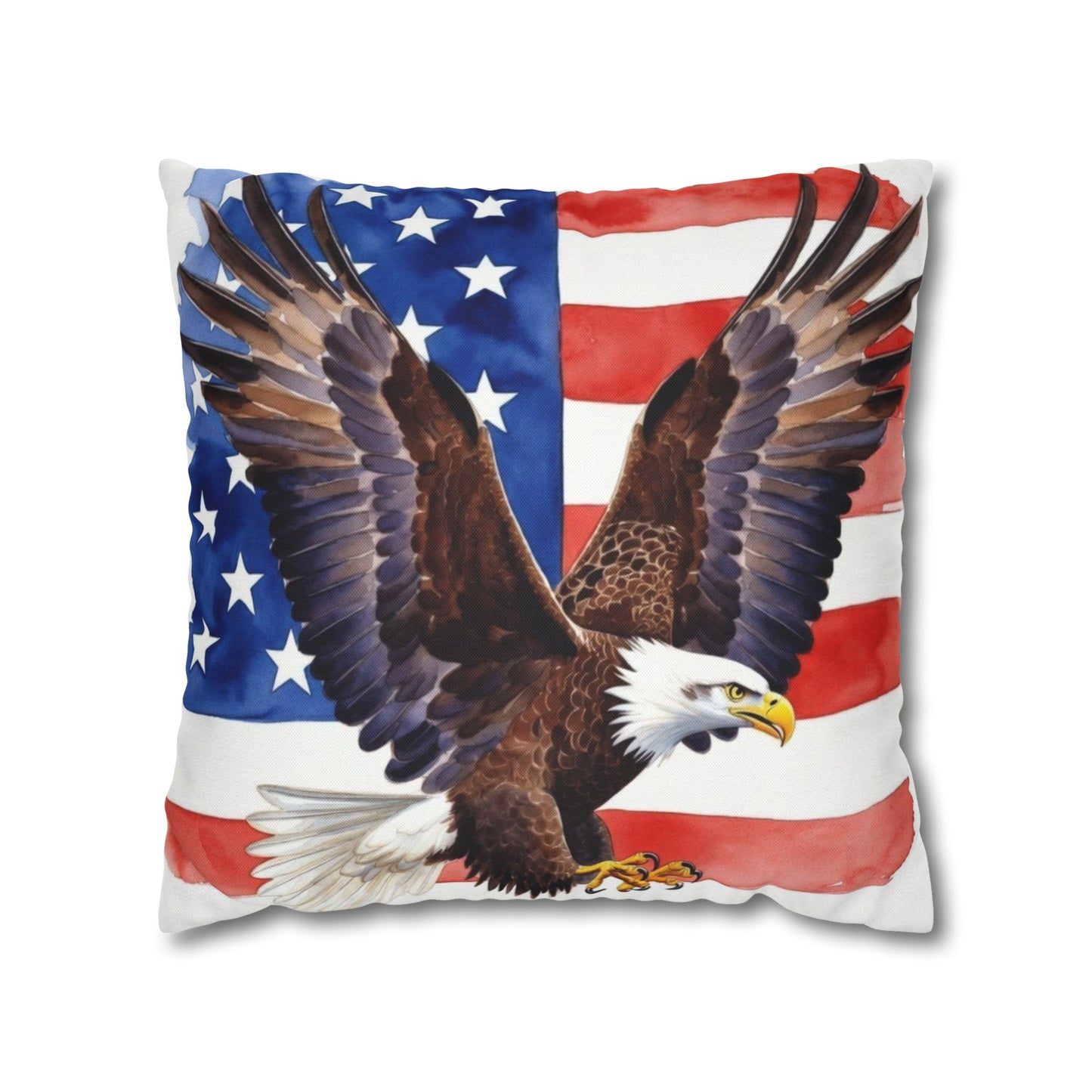 Patriotic American Bald Eagle Pillow Cover | USA Flag Throw Pillow | 4th of July, Memorial Day, Veterans Day Decor