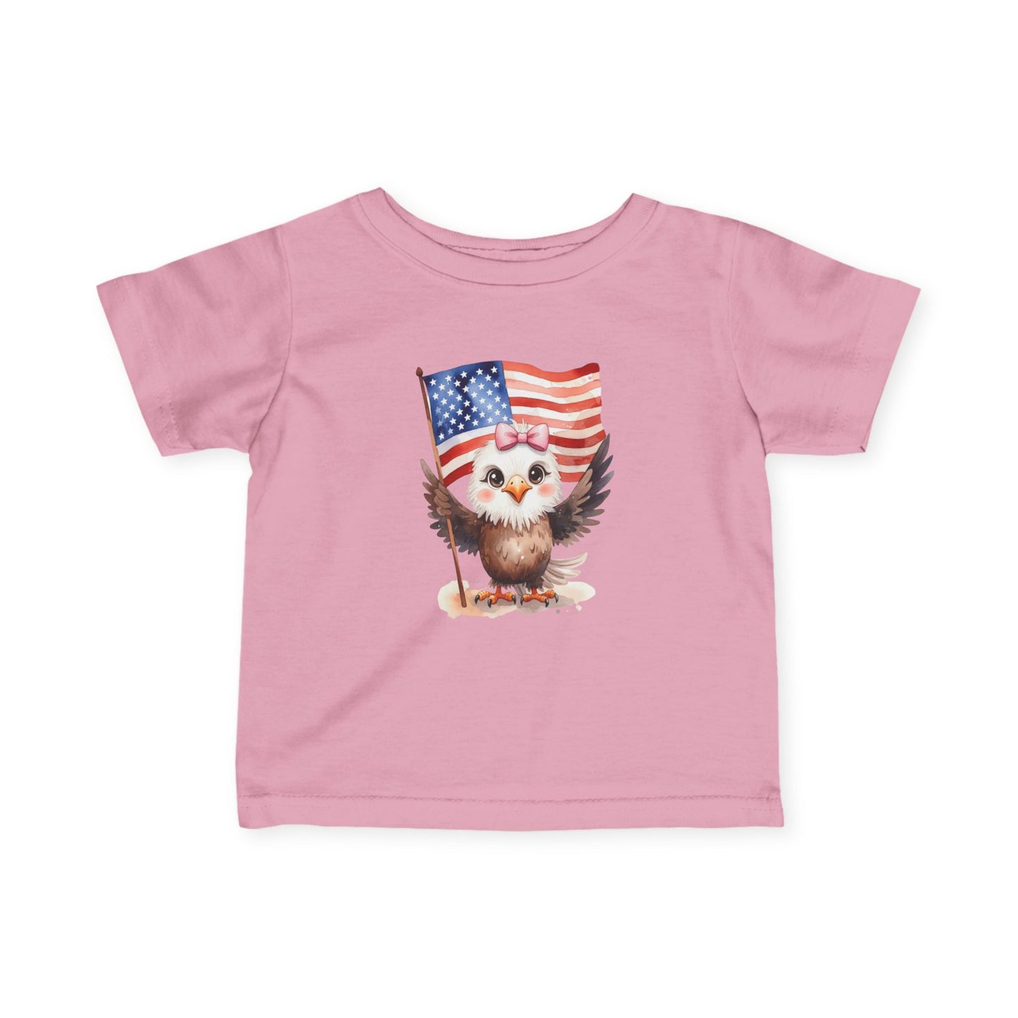 Infant Tee — "America 250" Patriotic Baby Girl Eagle Shirt (4th of July, Memorial Day)