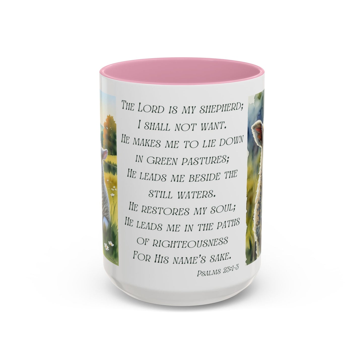 Inspirational Lord Is My Shepherd Mug - Cozy 15oz Coffee Cups with Psalm 23 Design