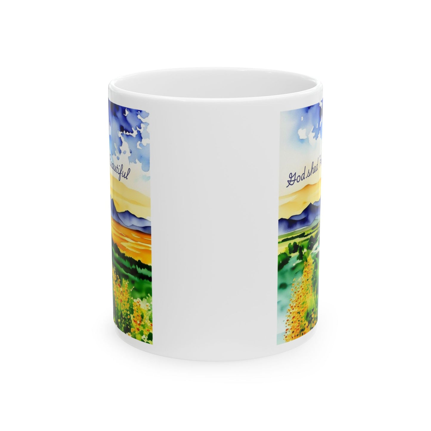 America the Beautiful Ceramic Mug - Inspirational Gift, Land That I Love Drinkware, Coffee Mug, Cute Tea Mug, Scenic Mug