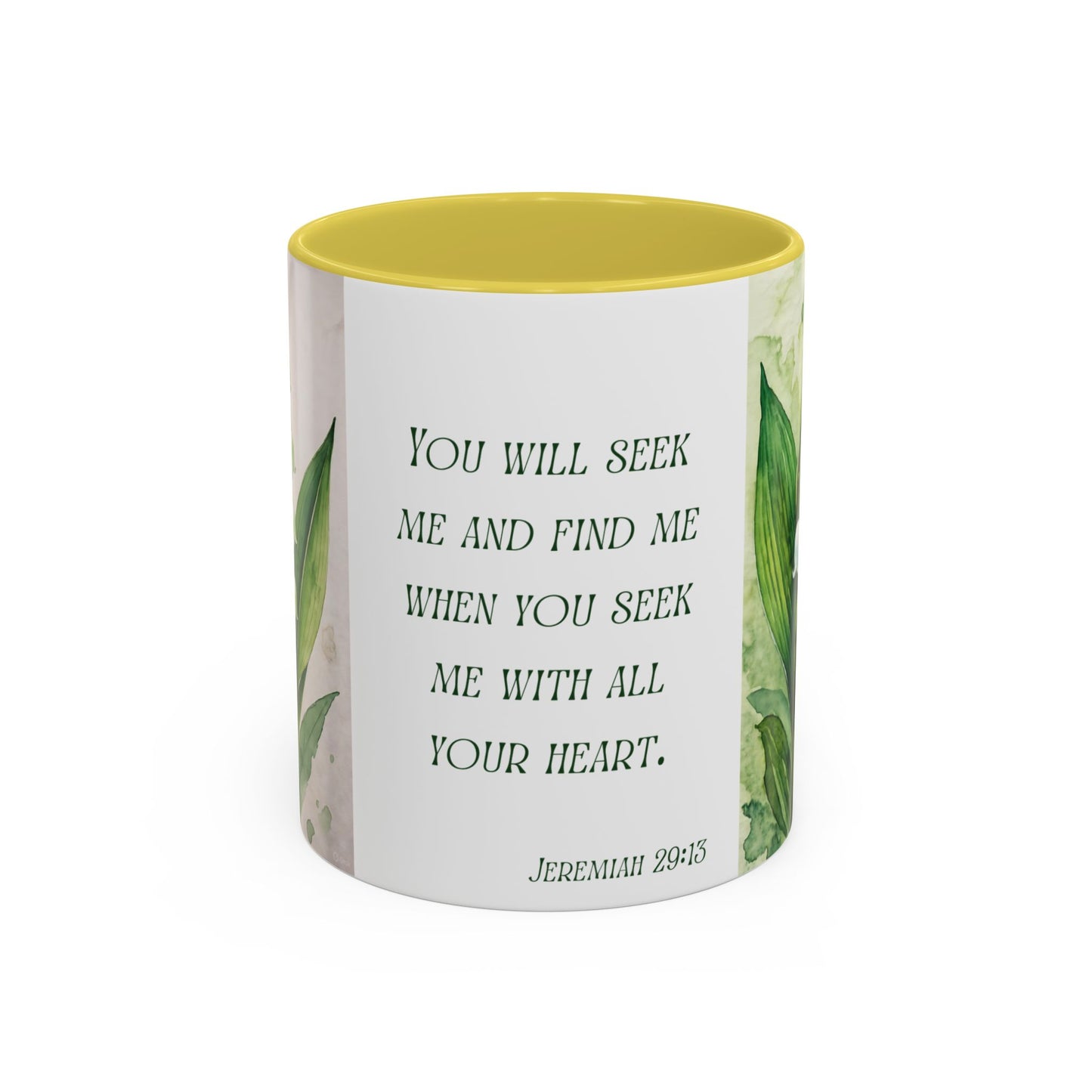 Inspirational Floral Mug - 11oz - "You Will Seek Me" Design
