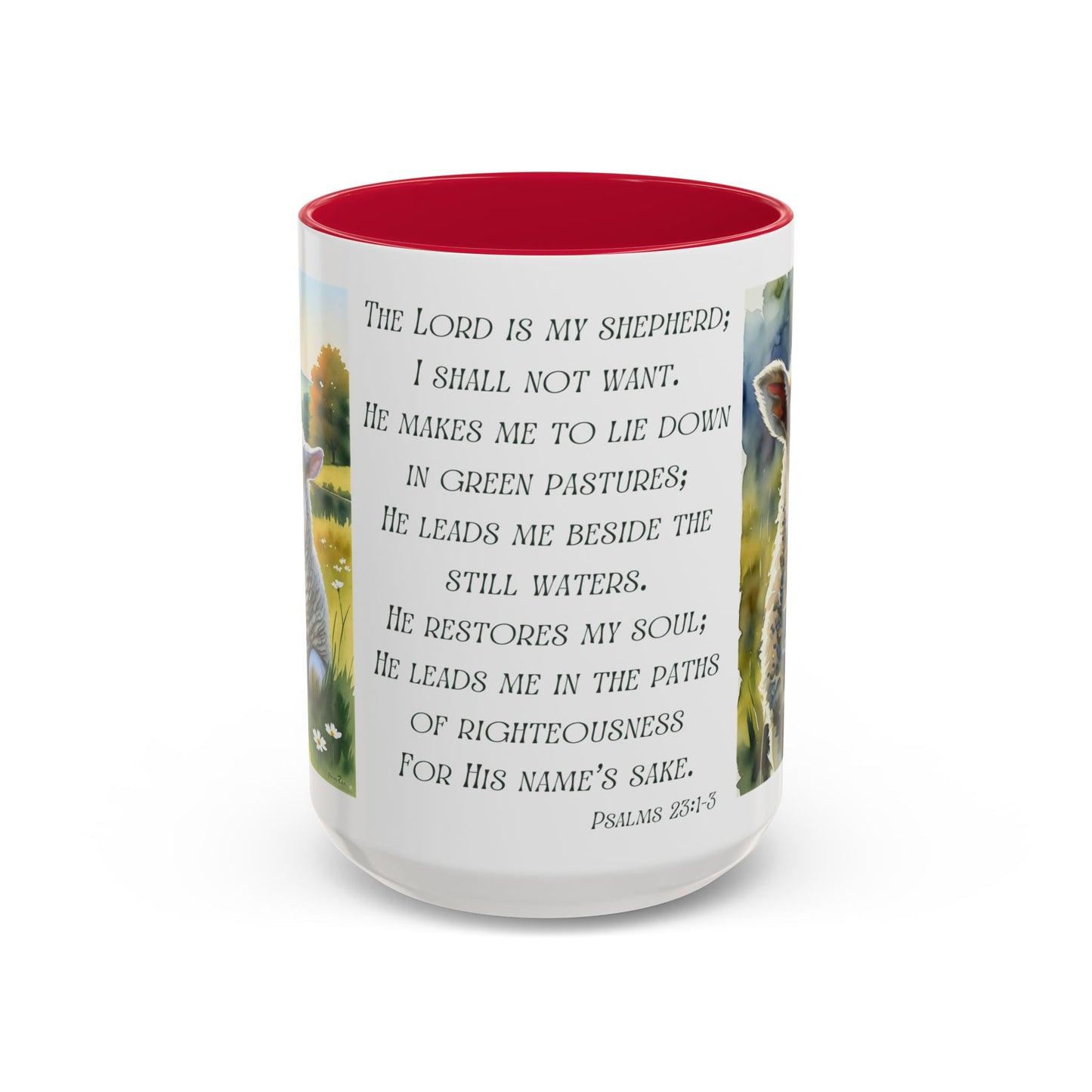 Inspirational Lord Is My Shepherd Mug - Cozy 15oz Coffee Cups with Psalm 23 Design