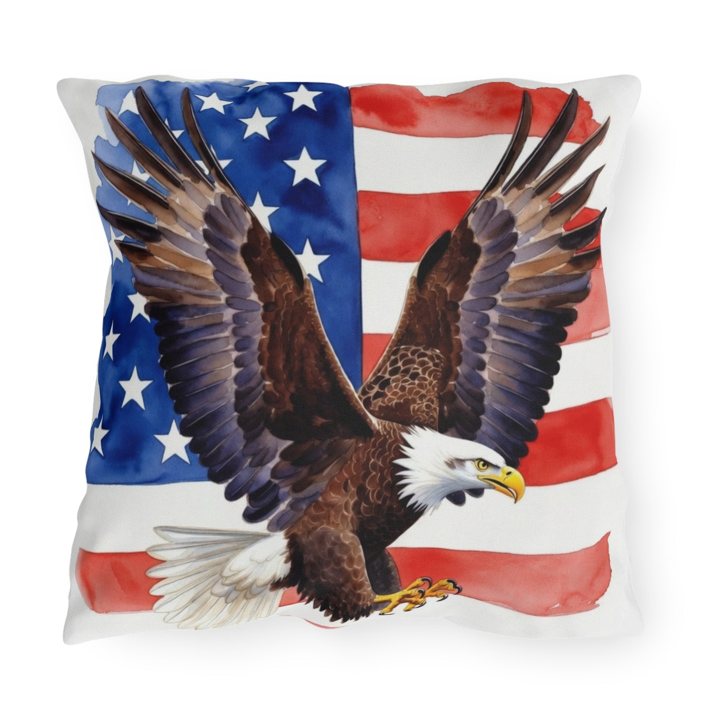 Patriotic American Bald Eagle Outdoor Pillow | USA Flag Throw | 4th of July, Memorial Day, Veterans Day Decor