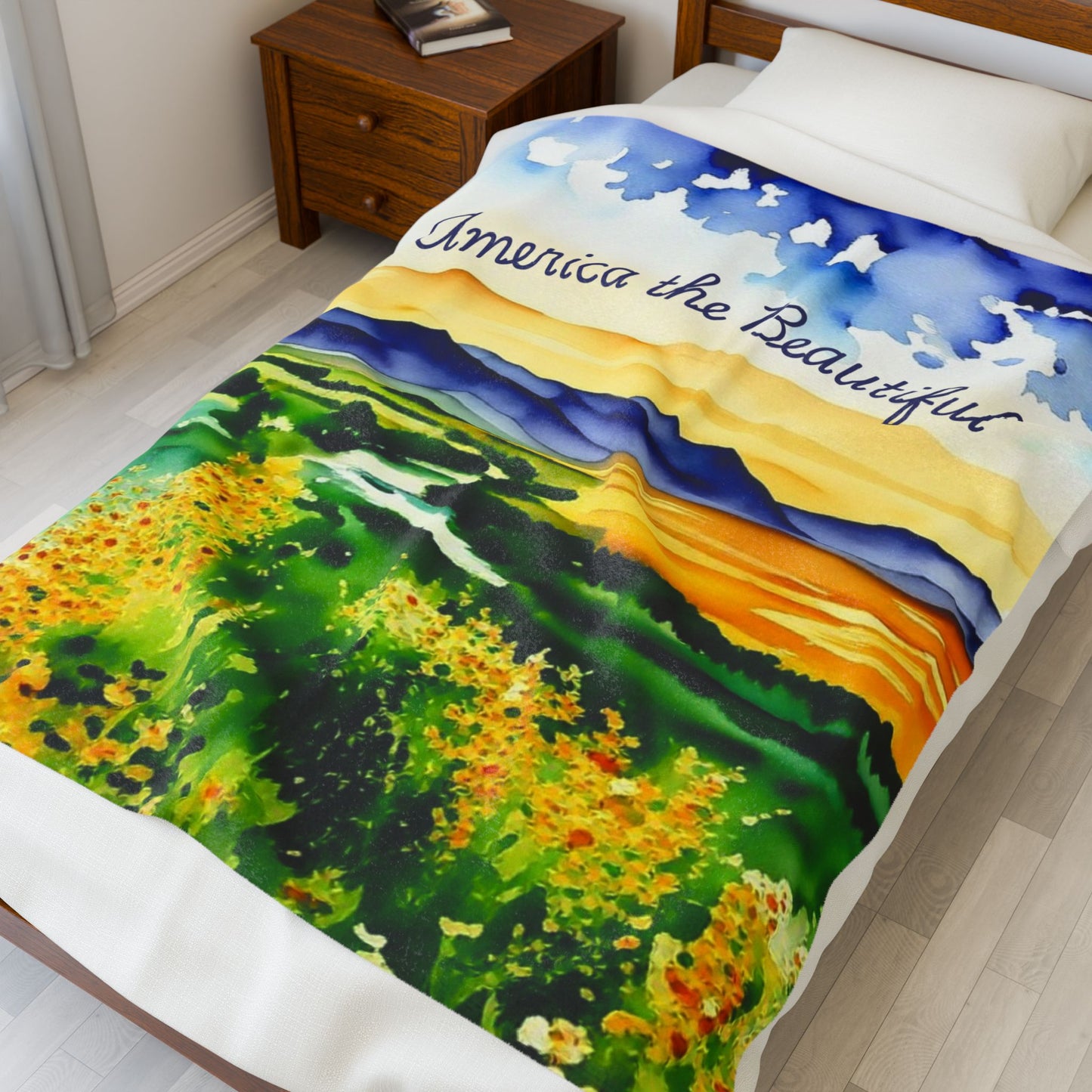 Cozy Velveteen Plush Blanket featuring 'America the Beautiful' Design, Perfect for Home Décor, Gifts for Nature Lovers, Travel [...]
