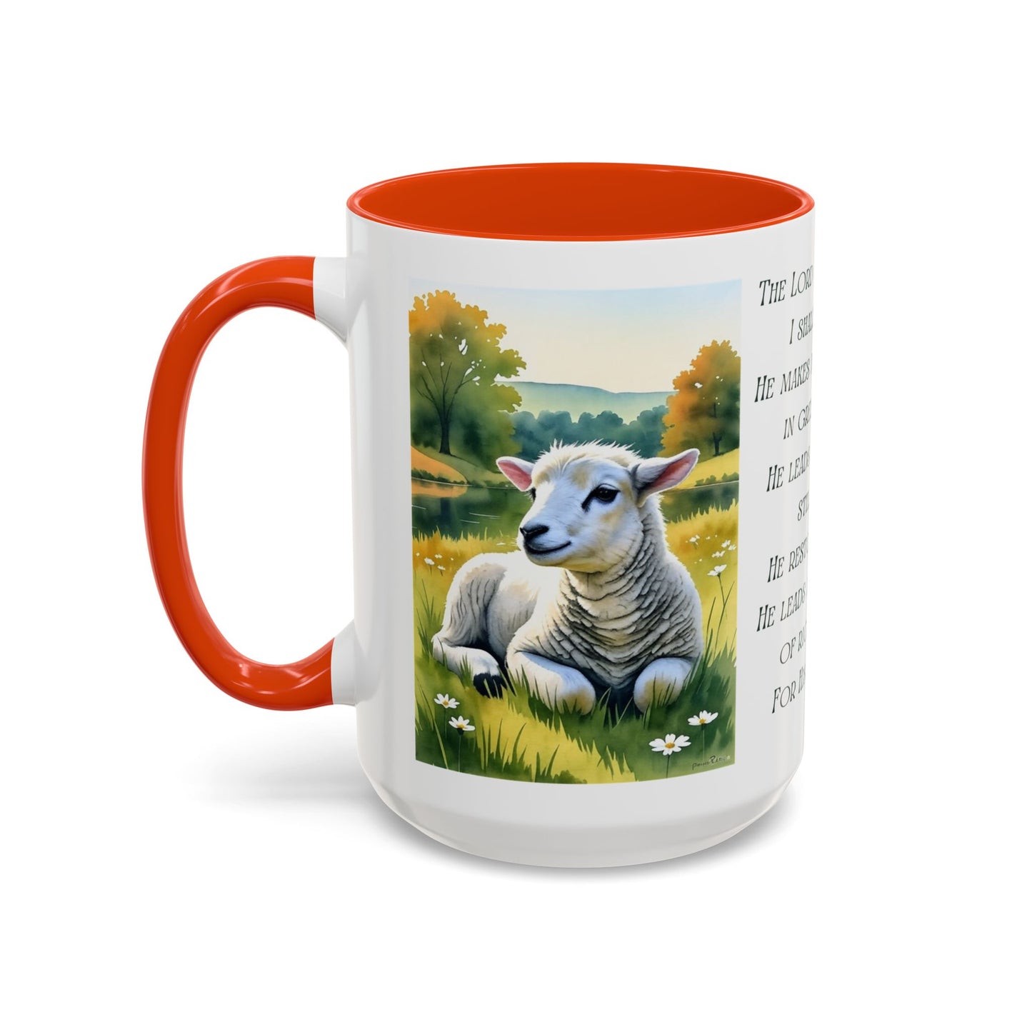 Inspirational Lord Is My Shepherd Mug - Cozy 15oz Coffee Cups with Psalm 23 Design