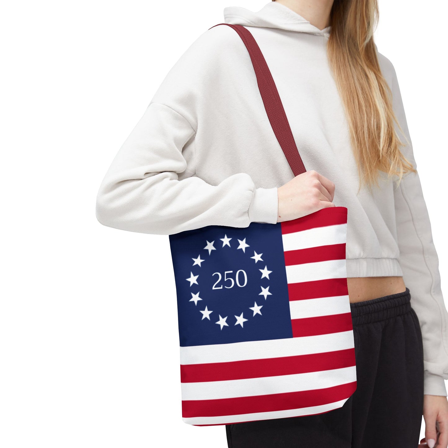 250th Anniversary Betsy Ross Tote Bag  | 1776 American Flag Design | USA 250 Patriotic Gift