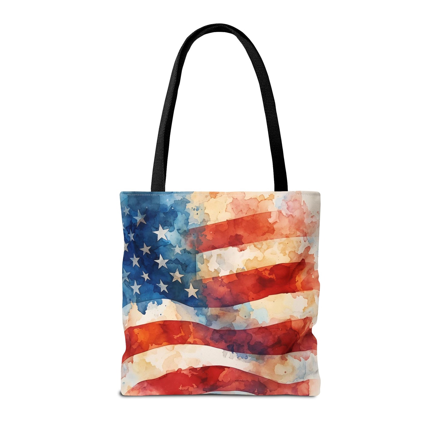 American Flag Tote Bag - Patriotic Watercolor Design in  16 x 16