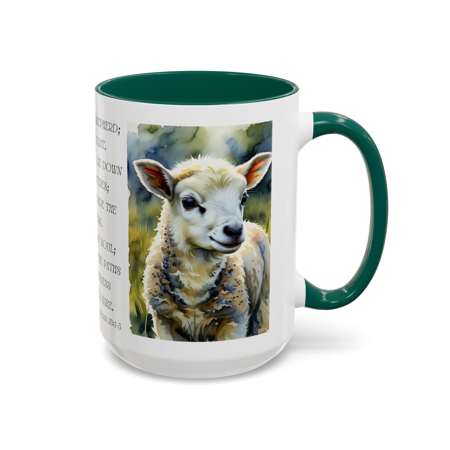 Inspirational Lord Is My Shepherd Mug - Cozy 15oz Coffee Cups with Psalm 23 Design