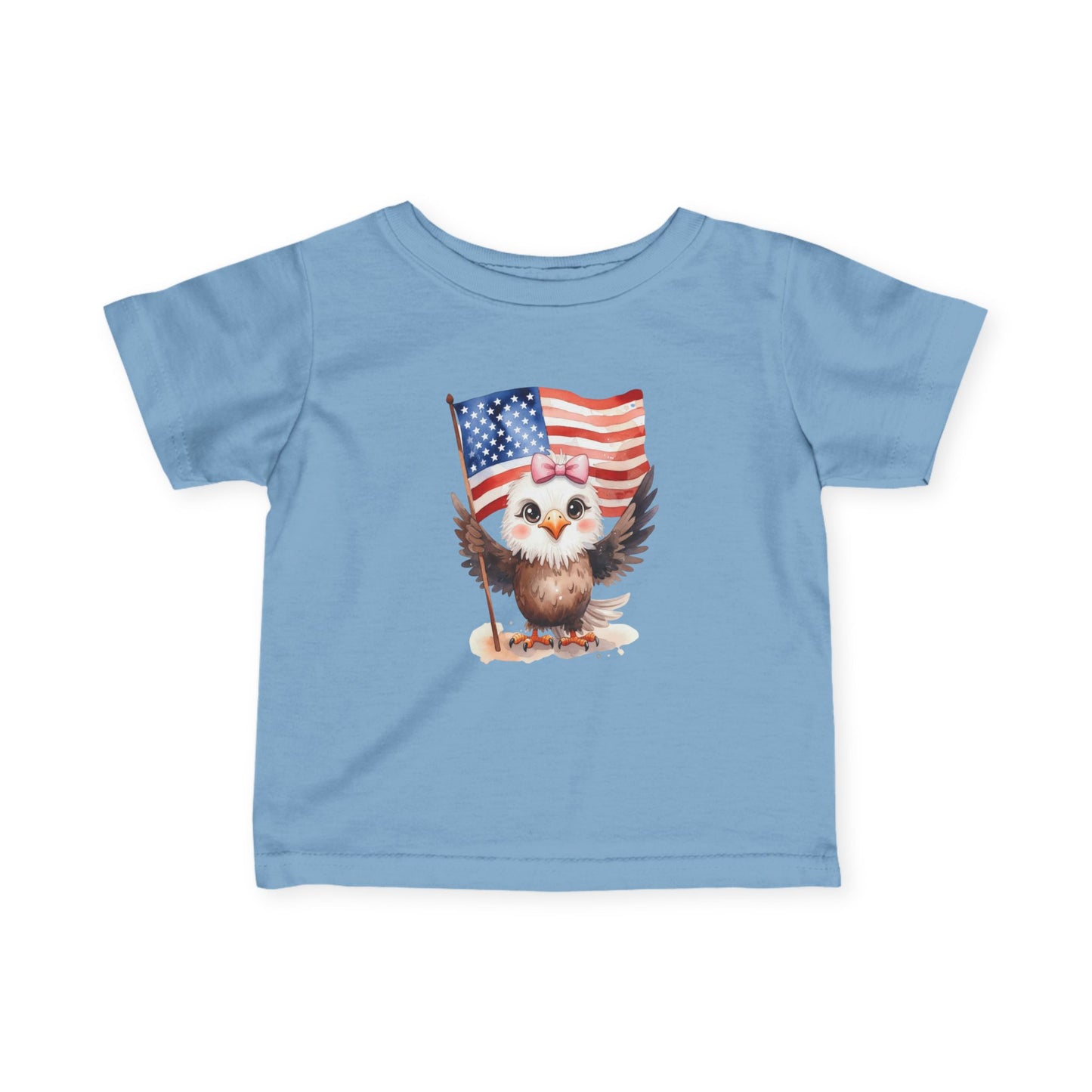 Infant Tee — "America 250" Patriotic Baby Girl Eagle Shirt (4th of July, Memorial Day)