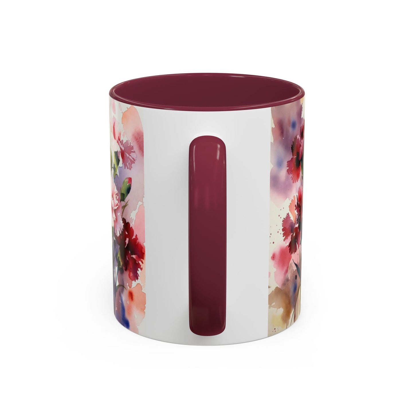 Rejoice Always Bible Verse Mug | Floral Watercolor Carnations 11oz | January Birth Month Flower