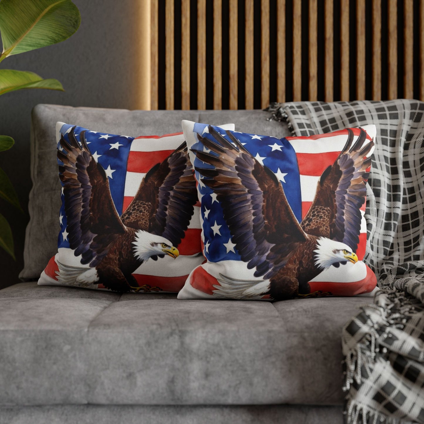 Patriotic American Bald Eagle Pillow Cover | USA Flag Throw Pillow | 4th of July, Memorial Day, Veterans Day Decor