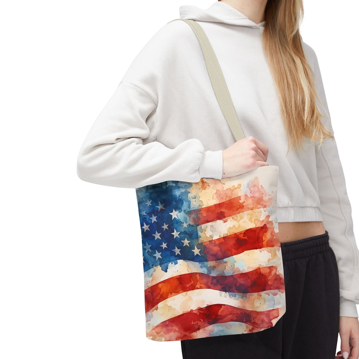 THE Flag Bag!  Patriotic Watercolor Tote Bag 13 x 13