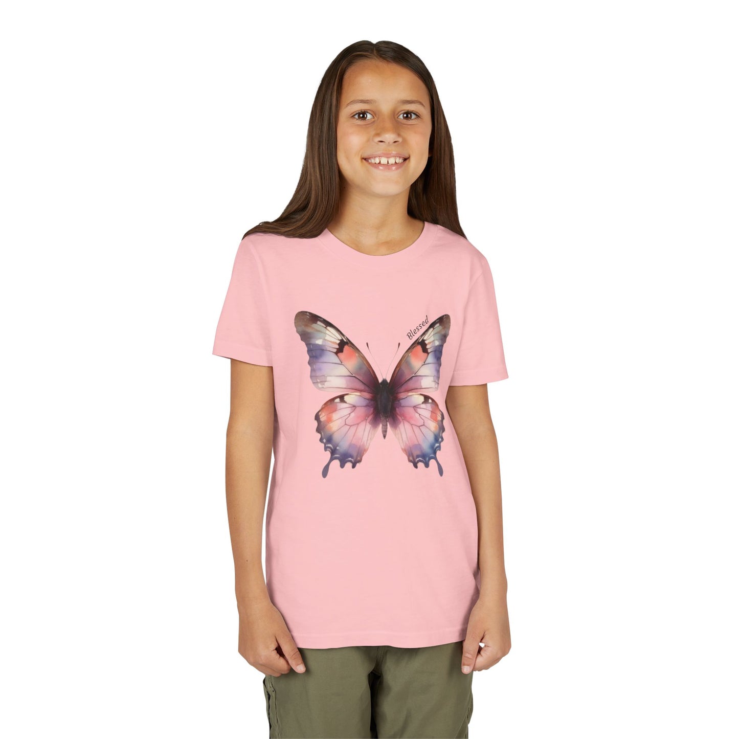 Butterfly Youth Tee — Pastel Watercolor Butterfly Kids T-Shirt