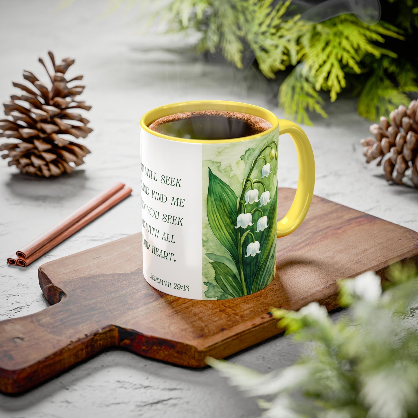 Inspirational Floral Mug - 11oz - "You Will Seek Me" Design
