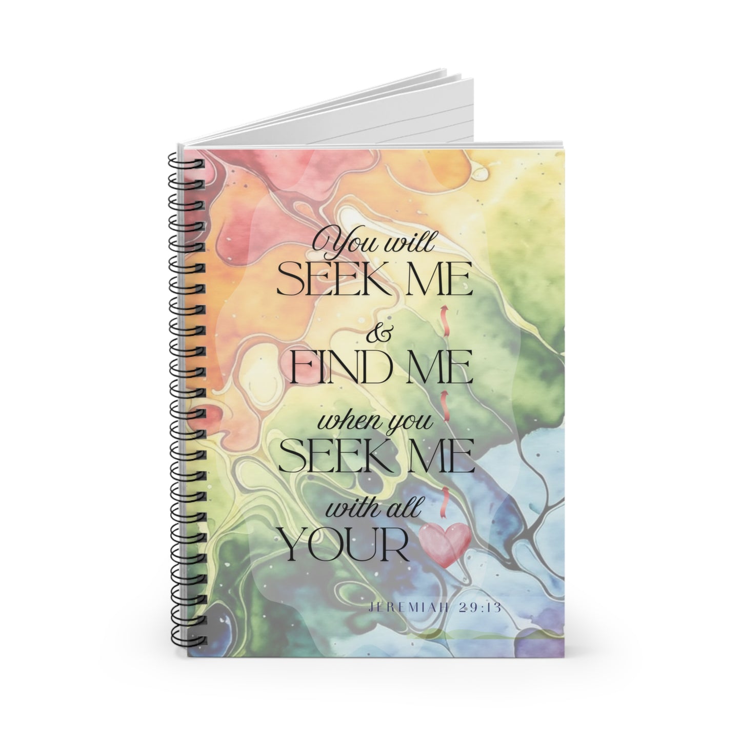 Inspirational Watercolor Spiral Notebook - Seek & Find - Jeremiah 29:13