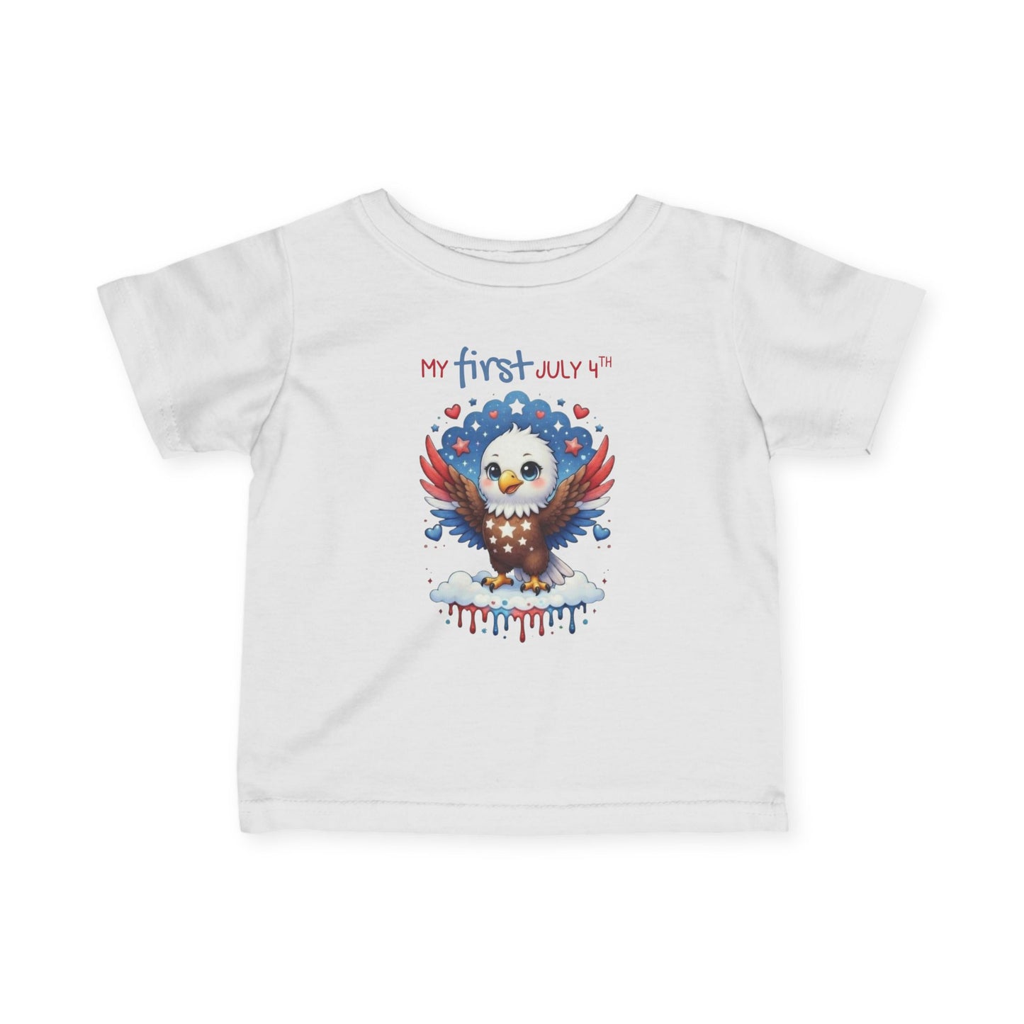 Infant Tee — "My First July 4th" Patriotic Baby Eagle Shirt