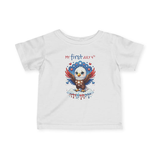 Infant Tee — "My First July 4th" Patriotic Baby Eagle Shirt