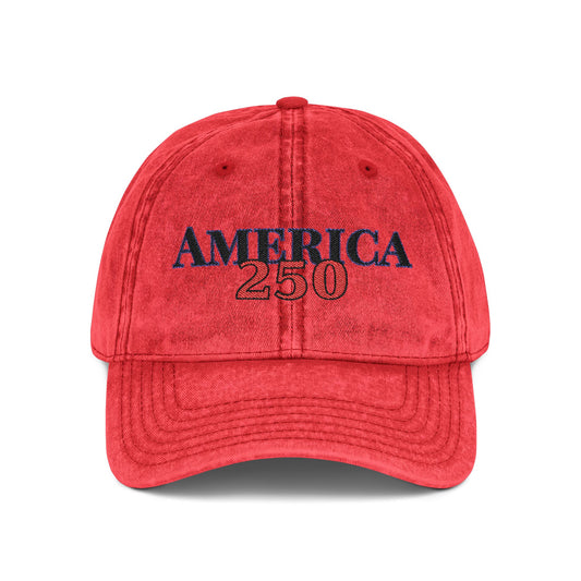 America 250 Vintage Cap (Embroidery) - Patriotic Hat