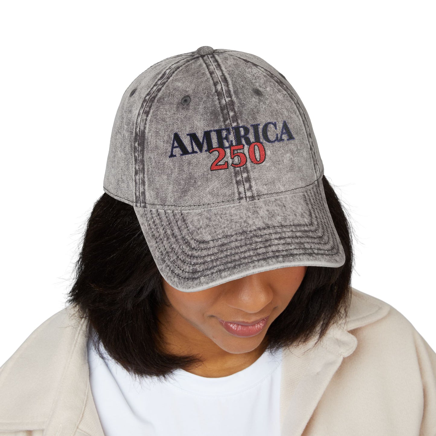America 250 Vintage Cap (Embroidery) - Patriotic Hat