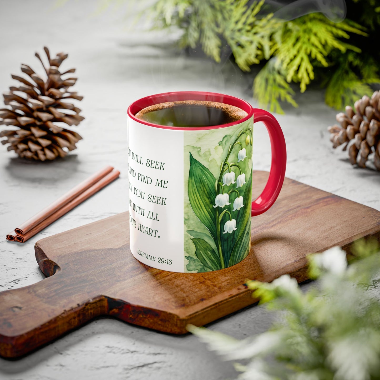 Inspirational Floral Mug - 11oz - "You Will Seek Me" Design