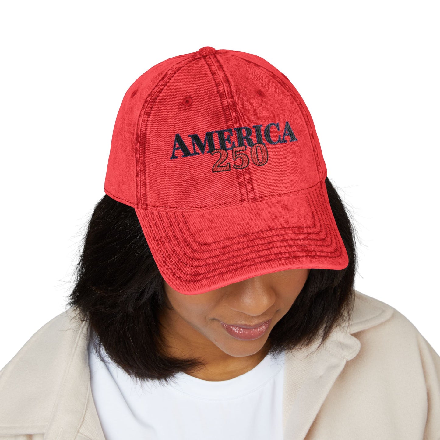 America 250 Vintage Cap (Embroidery) - Patriotic Hat