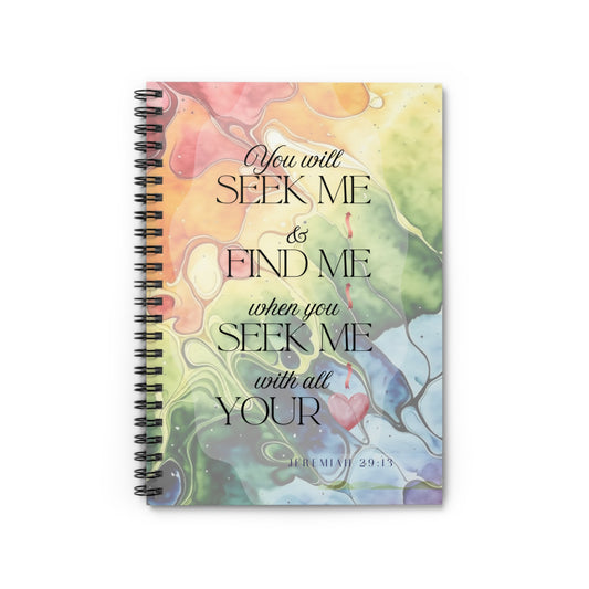 Inspirational Watercolor Spiral Notebook - Seek & Find - Jeremiah 29:13