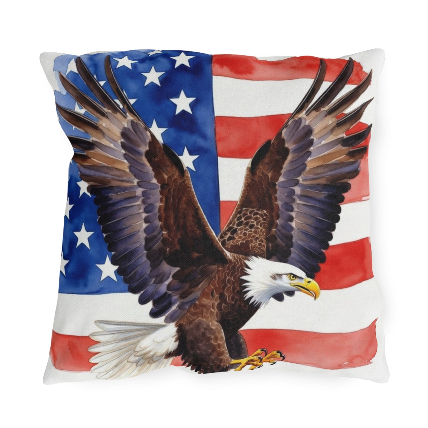Patriotic American Bald Eagle Outdoor Pillow | USA Flag Throw | 4th of July, Memorial Day, Veterans Day Decor