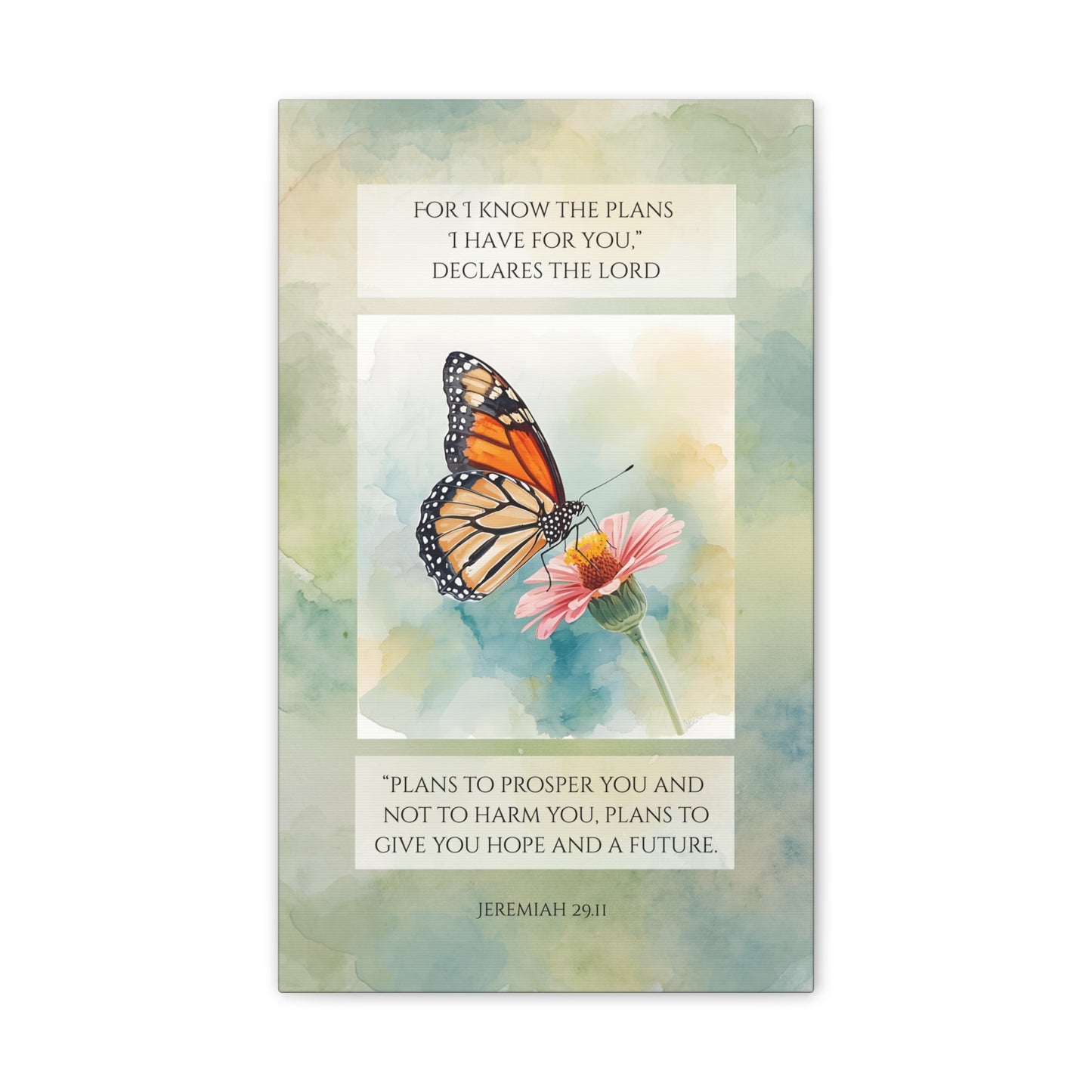Christian Butterfly Plans to Prosper You Canvas Wall Art - Jeremiah 29:11 Scripture Decor