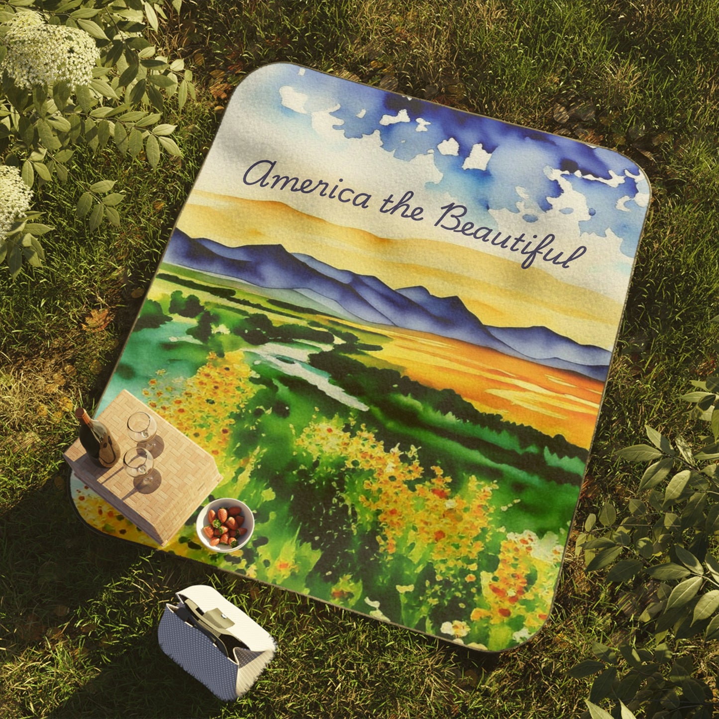 America the Beautiful Picnic Blanket – Outdoor Blanket for Beach, Camping, Festivals, Summer Picnic, Gift Idea