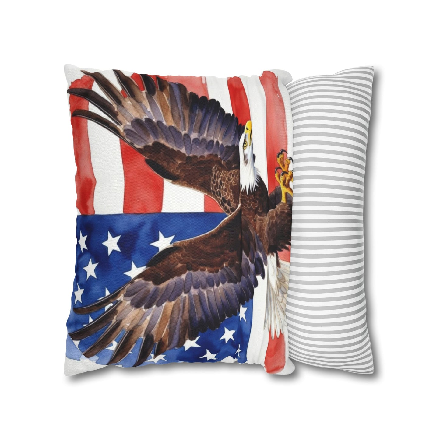 Patriotic American Bald Eagle Pillow Cover | USA Flag Throw Pillow | 4th of July, Memorial Day, Veterans Day Decor
